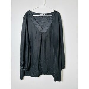 Semantiks 100%‎ Silk Long Sleeve Blouse 3XL Black Quite Luxury Minimalist Lagen